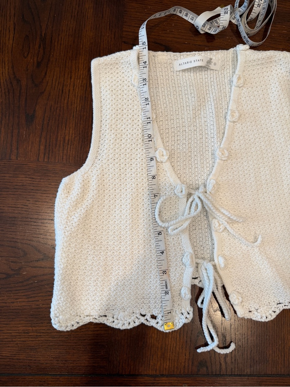 Altar'd State Cream Crochet Tie-Front Knit Tank - Picture 8 of 8
